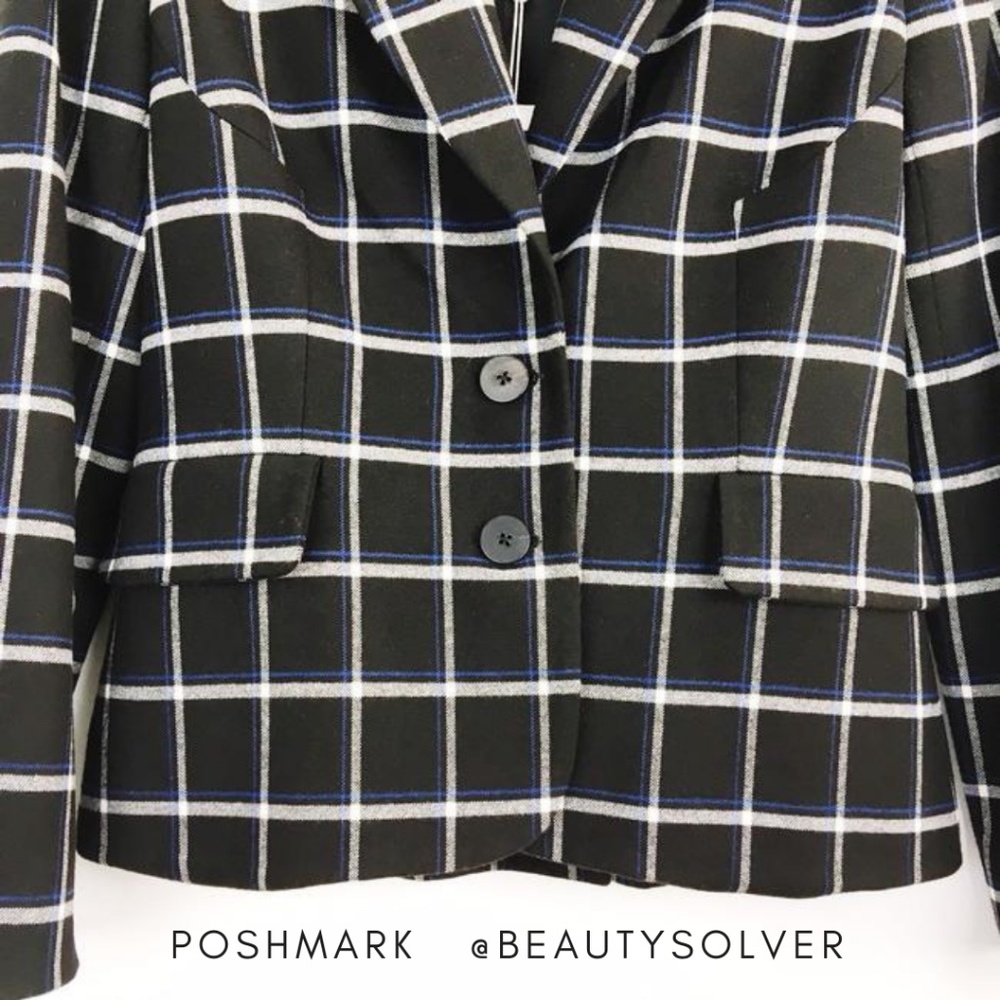 Derek Lam 10 Crosby Plaid Print Blazer, Size XL - Picture 2 of 11